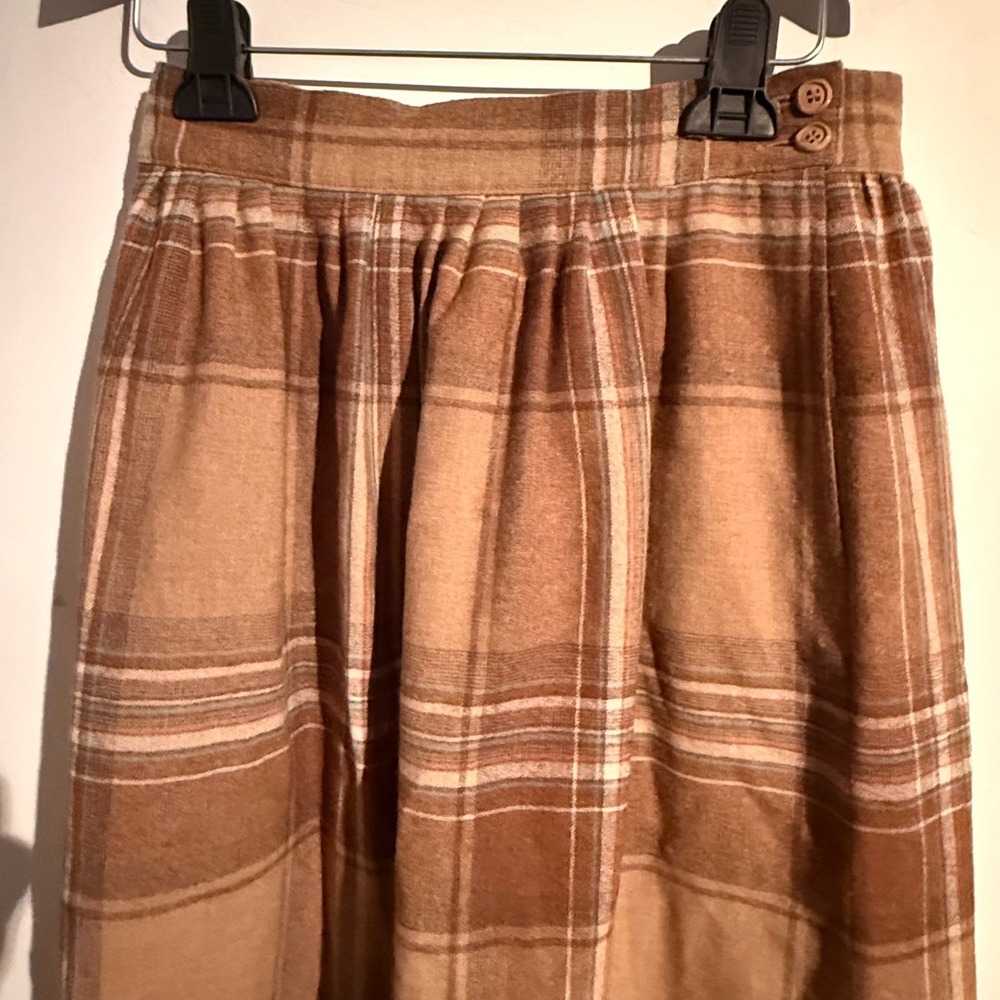 Vintage Pendleton Skirt Womens 10 Natural Wool Plaid A Line Brown Cottagecore - Picture 2 of 7